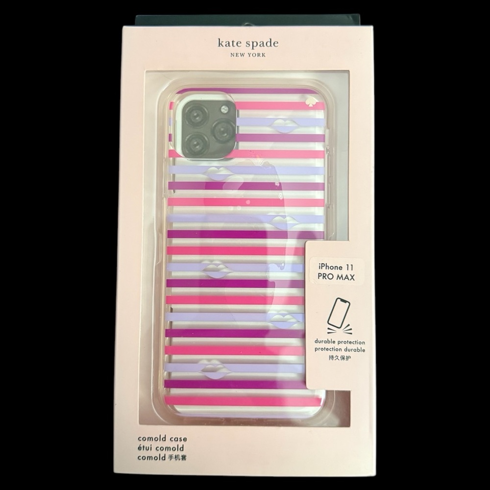 New KATE SPADE iPhone 11 Pro Max Phone Case Lips w/ Stripes - Picture 1 of 6